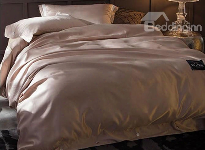 Solid Cream Luxury Style Silky 4-piece Bedding Sets/duvet Cover