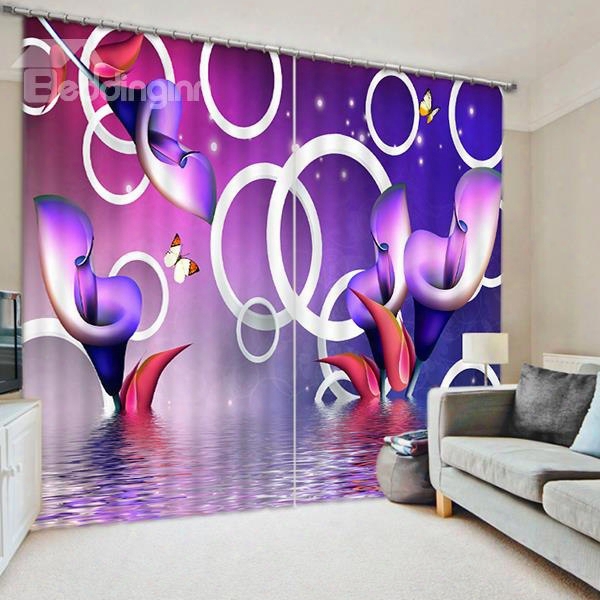 Special Design Purple Calla Lilies Print 3d Blackout Curtain