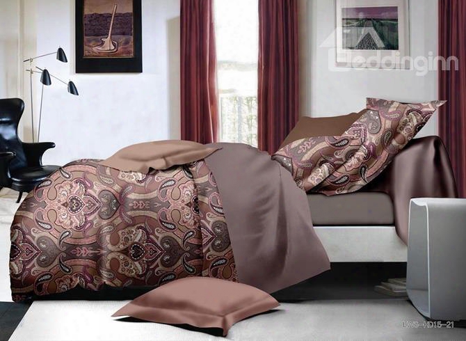 Stylish Paisley Print Polyester 4-piece Duvet Cover Sets