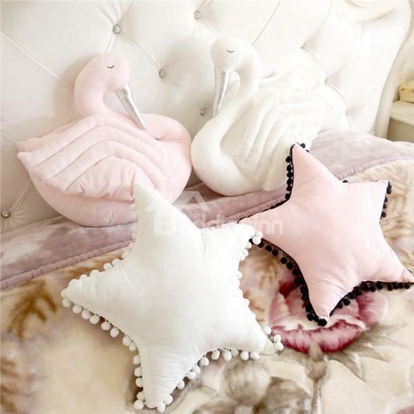 Swan Shape Plush Pure Color Baby Throw Pillow