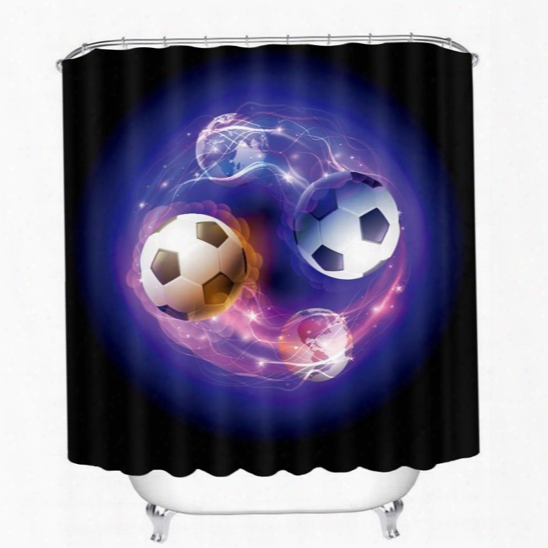 Two Magic Footballs Printing Bathroom 3d Shower Curtain