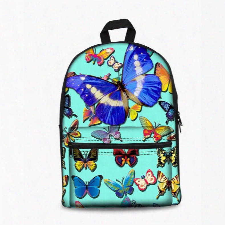 Various Butterflies With Blue Bottom Color Pattern Washable Lightweight 3d Printed Backpack