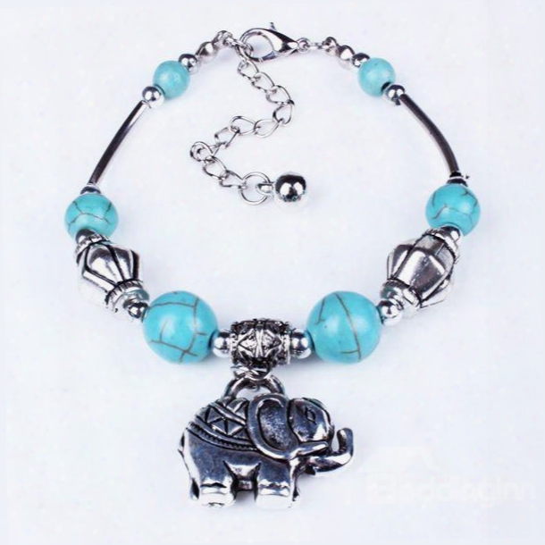 Vintage Style Turquoise Elephant Bracelet