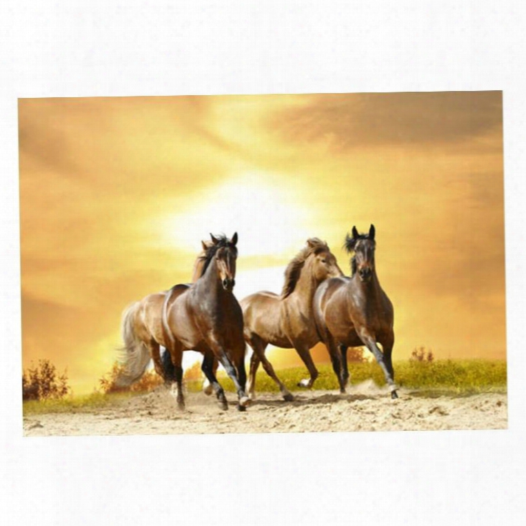 Vivid Horses Running In The Desert At Sunset Non-slip Decorative Doormat