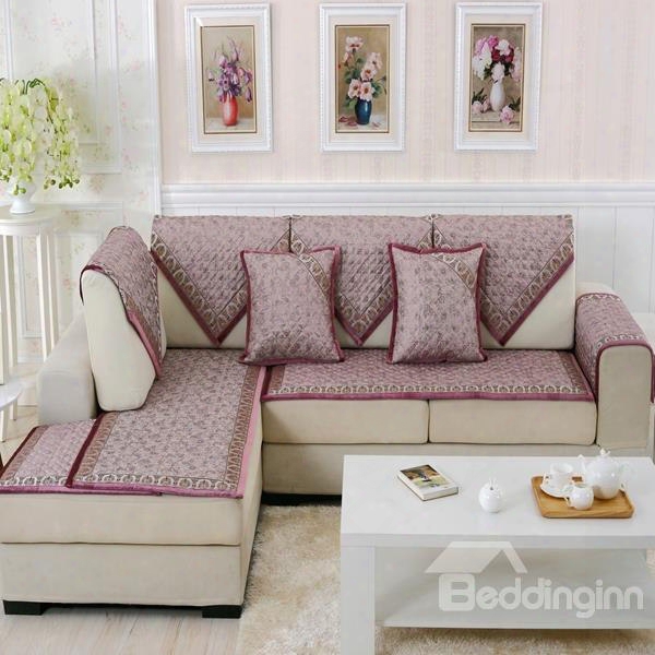 Wine Red Fashion High Grade Quilting Blossom Print Cushion Four Seasons Sofa Covers