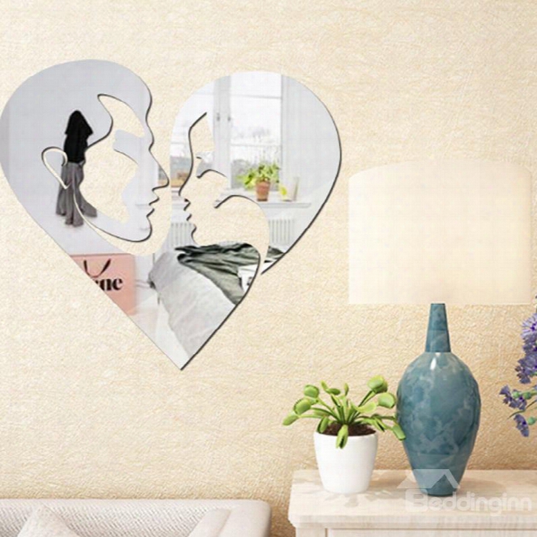 17␔16n Lover Heads Pattern Mirror Waterproof And Eco-friendly 3d Wall Stickers