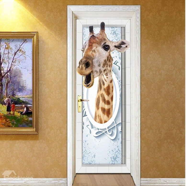 30␔79in Giraffe Pvc Durable Environmental And Waterproof 3d Door Mural