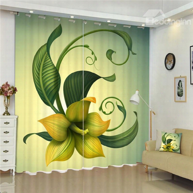 3d Beige Lily Flowers Printed Elegant Scenery Bed Room And Living Room Curtain