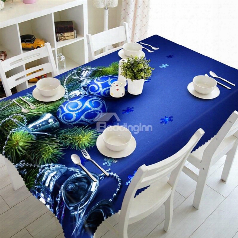 3d Blue Ball Printed Thick Polyester Oil-proof And Durable Table Cloth Cover