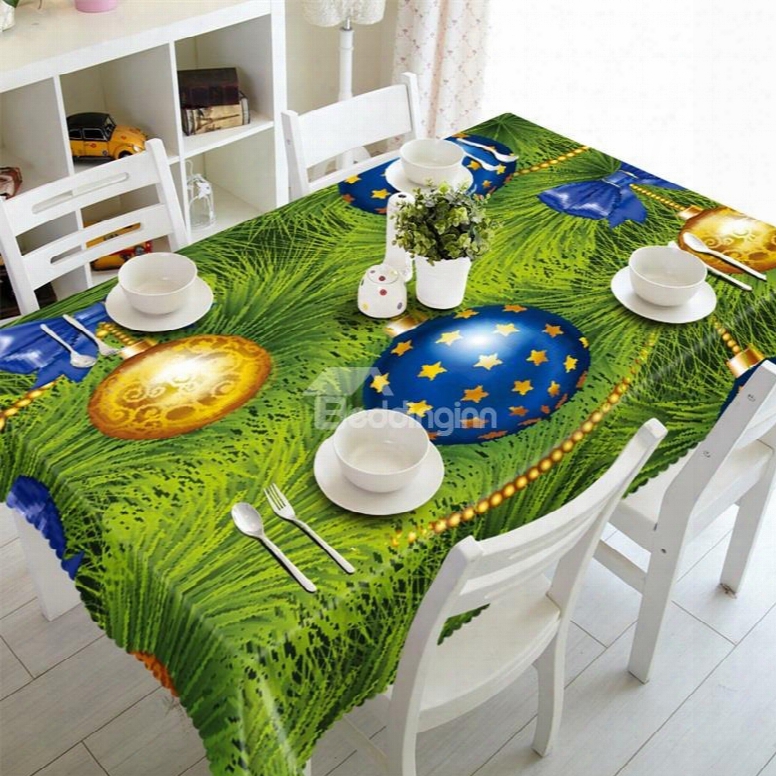 3d Colorful Footballs With Thick Green Grassland Printed Thick Polyester Tablecloth