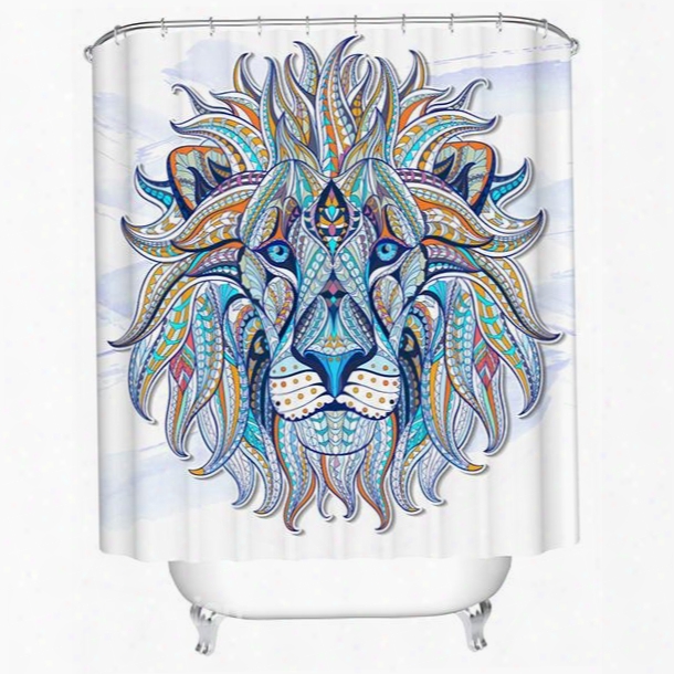 3d Colorful Lion Printd Polyester Bathroom Shower Curtain