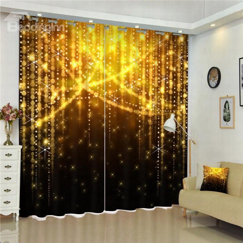 3d Golden Shadows Bright Stars Printed Gorgeous And Amazing Scenery Decorative Curtain