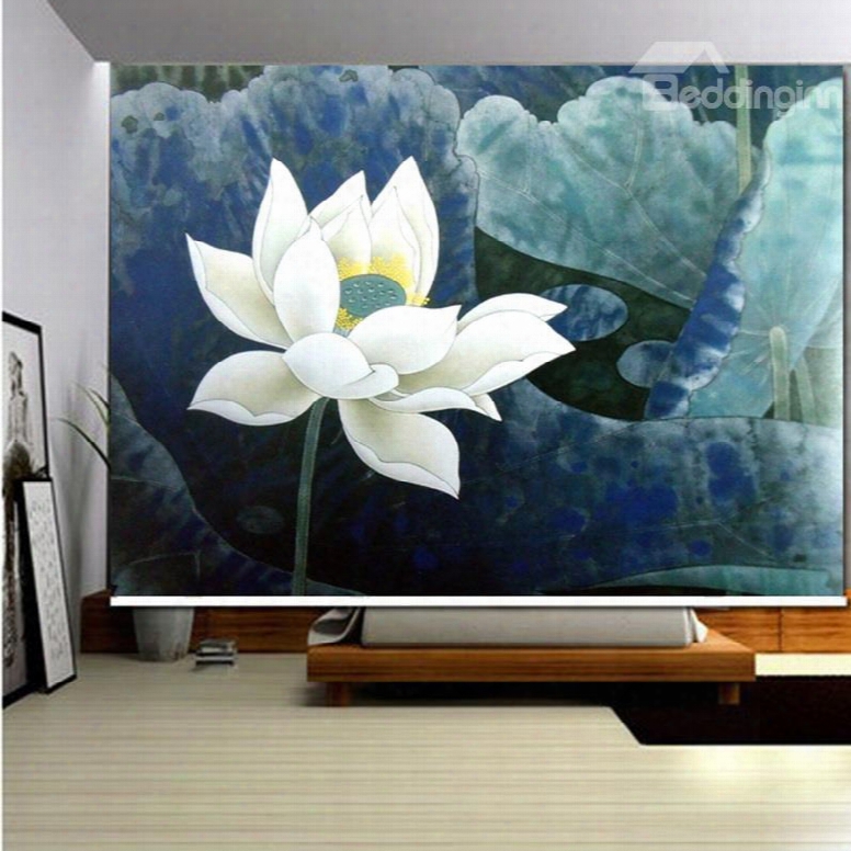 3d Lotus Nad Leaves Simple Style Printed Decor Of Room Roller Shades