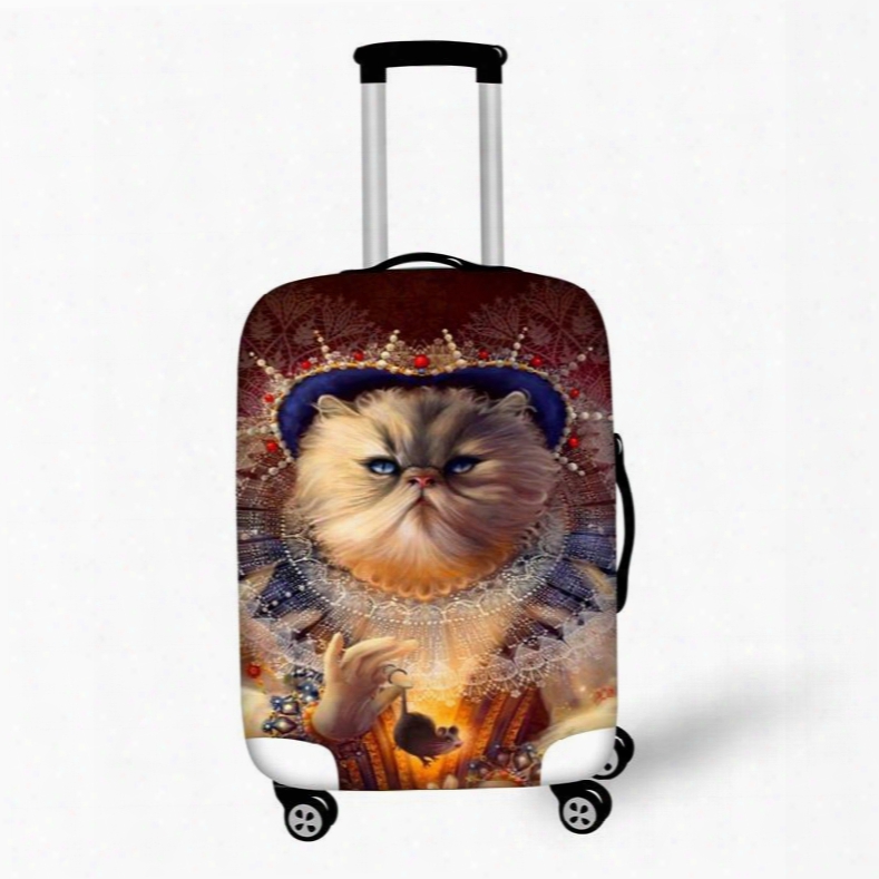 3d Printing Big Face Cat Spandex Travel Dust Proof Luggage Cover