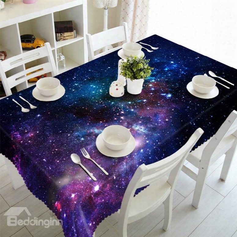 3d Vast Galaxy And Blue Starry Sky Printed Oil-proof And Durable Table Cover