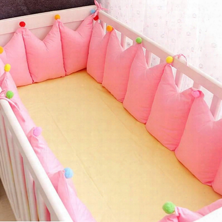 Adorable Solid Color 9-piece Cotton Baby Crib Bedding Set