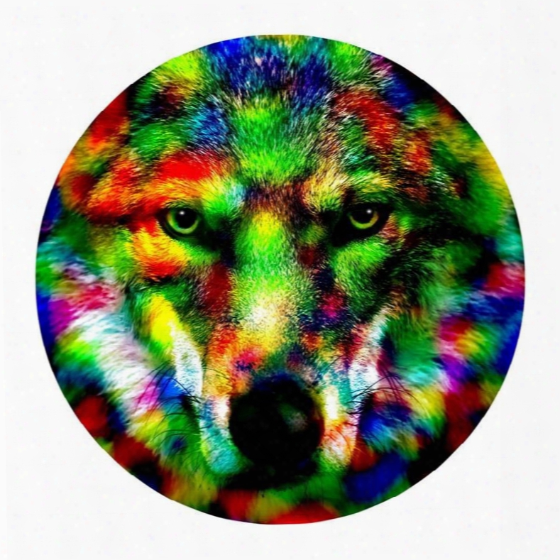 Amazing Wolf Pvc Abstract Nonslip And Water Absorption Colorful Round Doormat