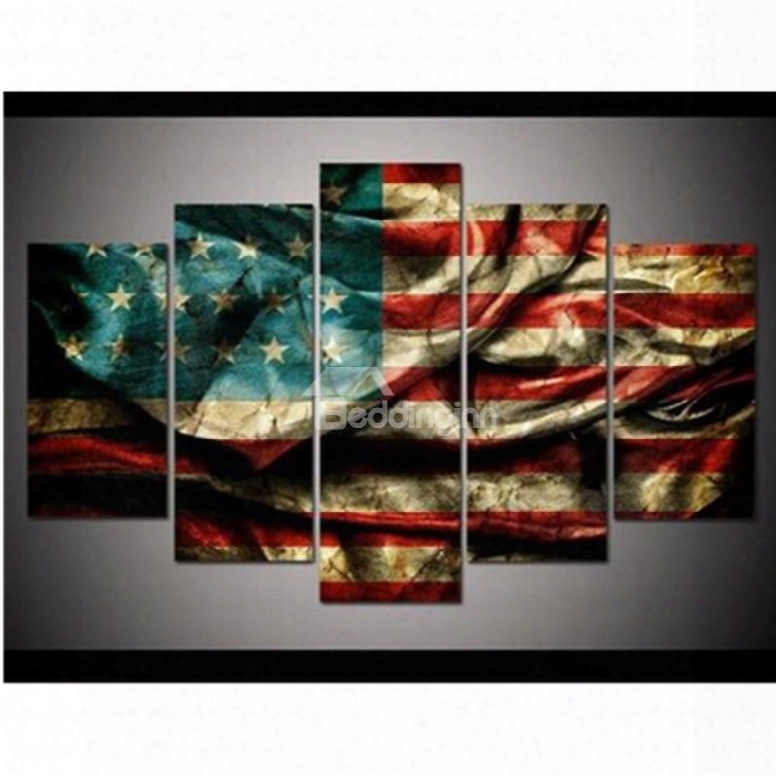 American National Flag Hanging 5-piece Canvas Eco-friendly And Waterproof  Non-framed Prints