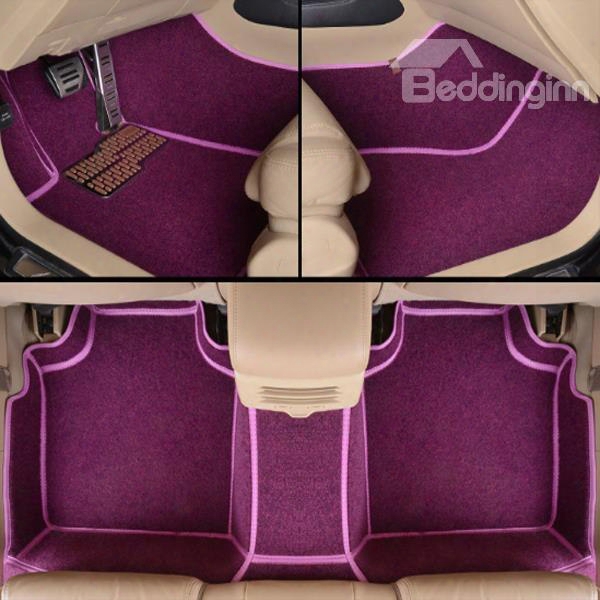 Attractive Magic Purple Color Pvc Leather And Soft Velvet Custom Fit Car Flor Mats
