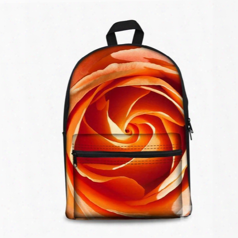 Beautiful Orange Flowers Pattern Washable Lightweight 3d Printed Backpack