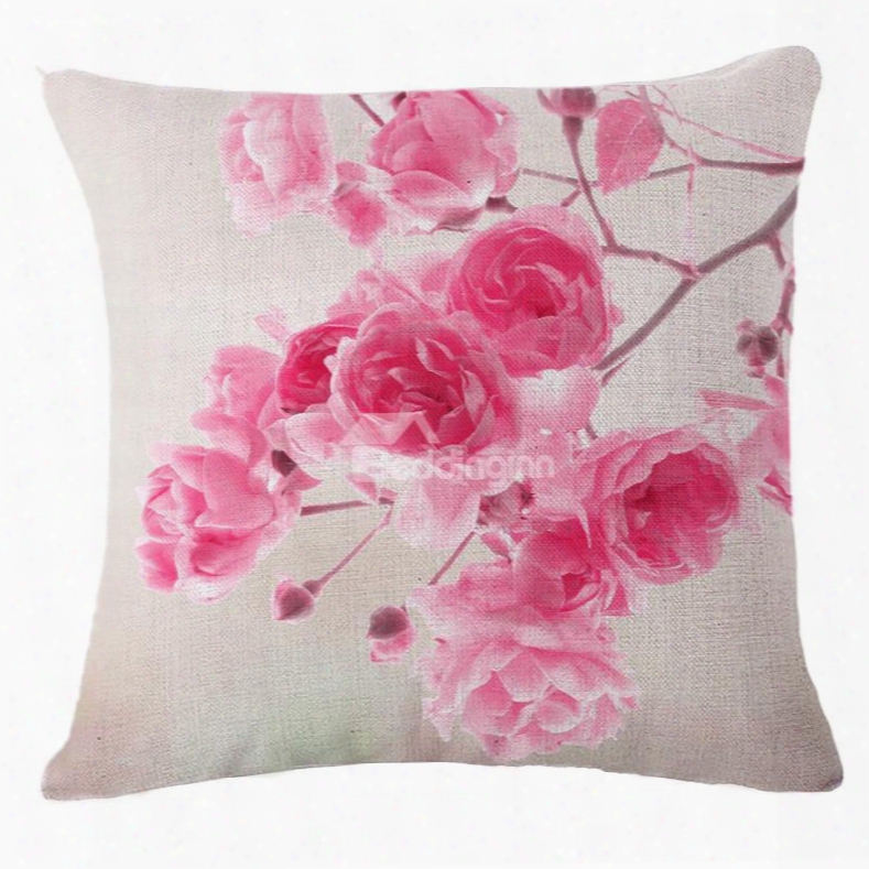 Beautiful Pink Flower Print Square Throw Pillow