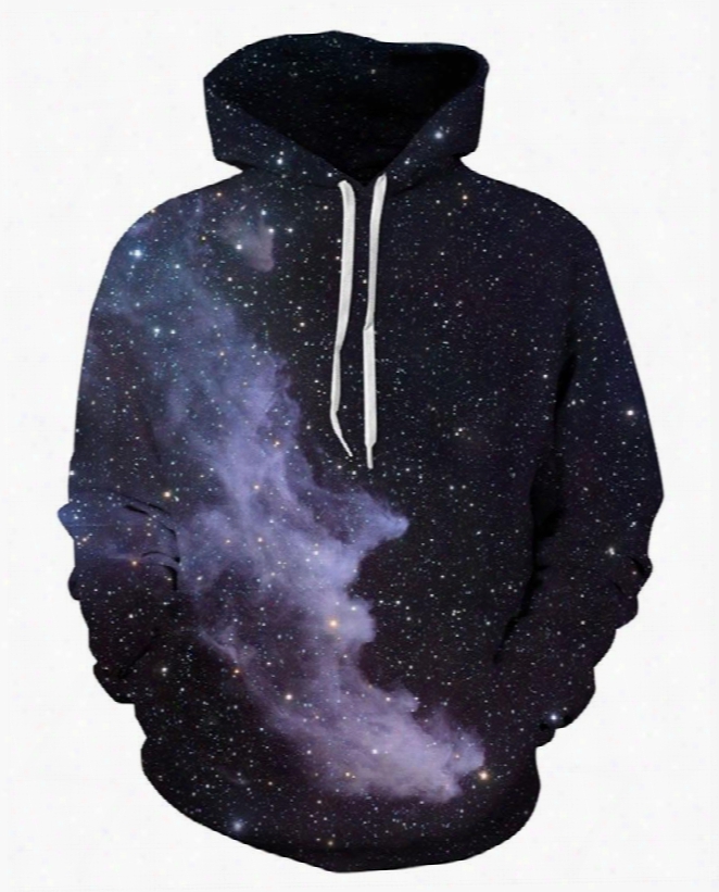 Black Star Galaxy Sky Cool Long Sleeve Polyester Pattern 3d Painted Hoodie