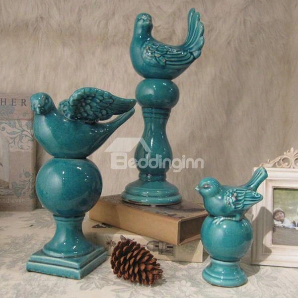 Blue Mediterranean Sea Style Bird Desktop Decoration