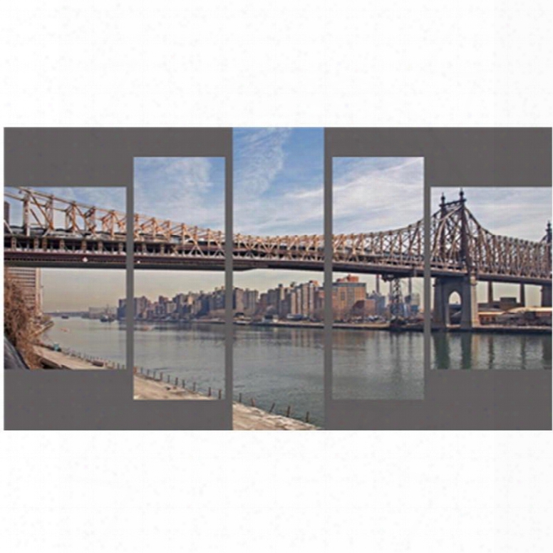 Bridge And River Hanging 5-piece Canvas Eco-friendly And Waterproof Non-framed Prints