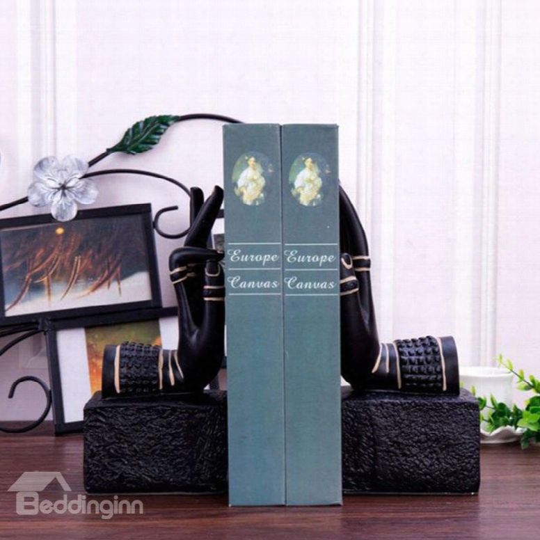 Buddha Hand On Base Design Resin Bookends Desktop Decoration