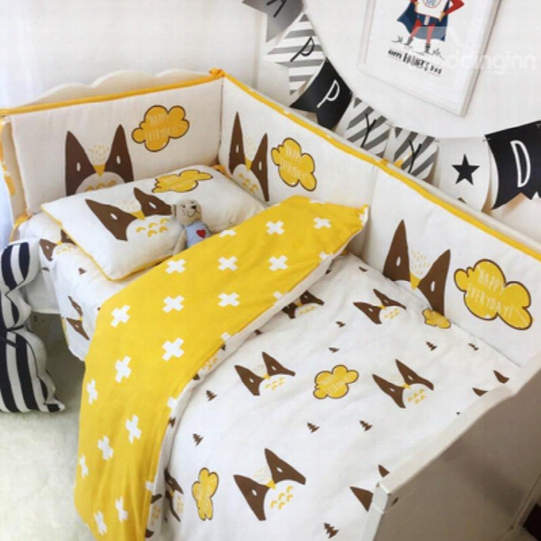 Cats And Clouds Printed 3-piece Crib Bedding Sets