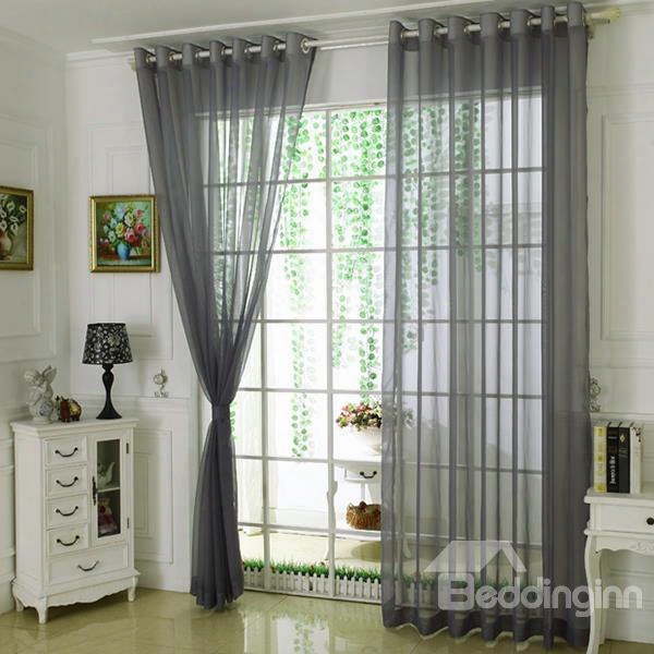 Comfort Pure Colored Gray Custom Sheer Curtain