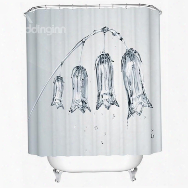 Creative Water Campanula Print 3d Bathroom Shower Curtain