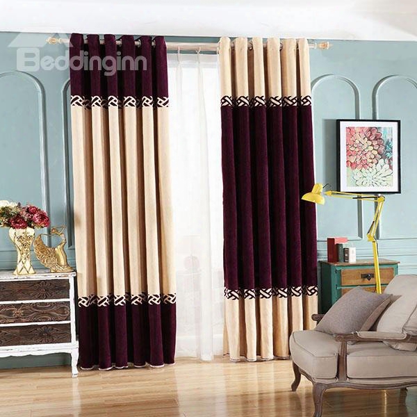 Double-colored Asymmetric Pattern Grommet Top Blackout Curtain Panel