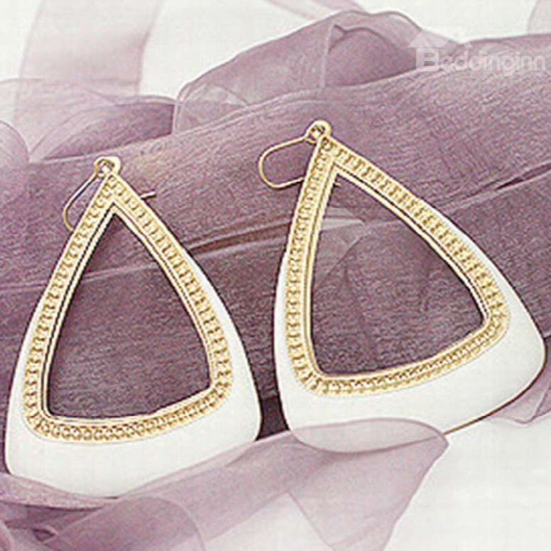 Exaggerated Hollow Triangle Design Alloy Pendant Earrings