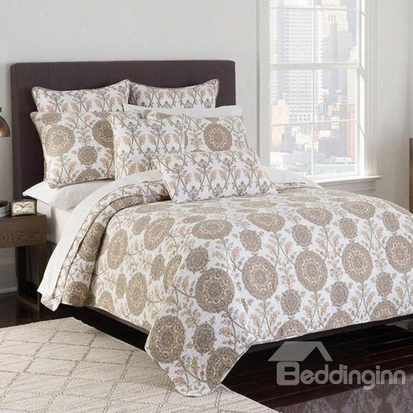 Exotic Style Flower Print 3-piece Cotton Bed In A Bag