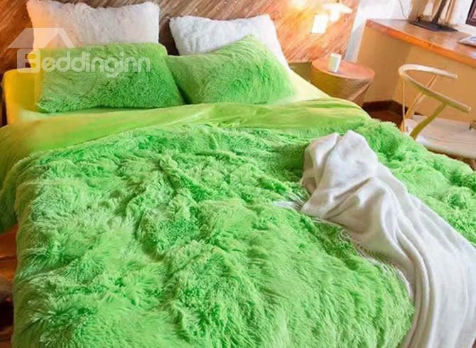 Full Size Aqua Green Princess Style 4-piece Fluffy Bedding Sets/duvet Cover