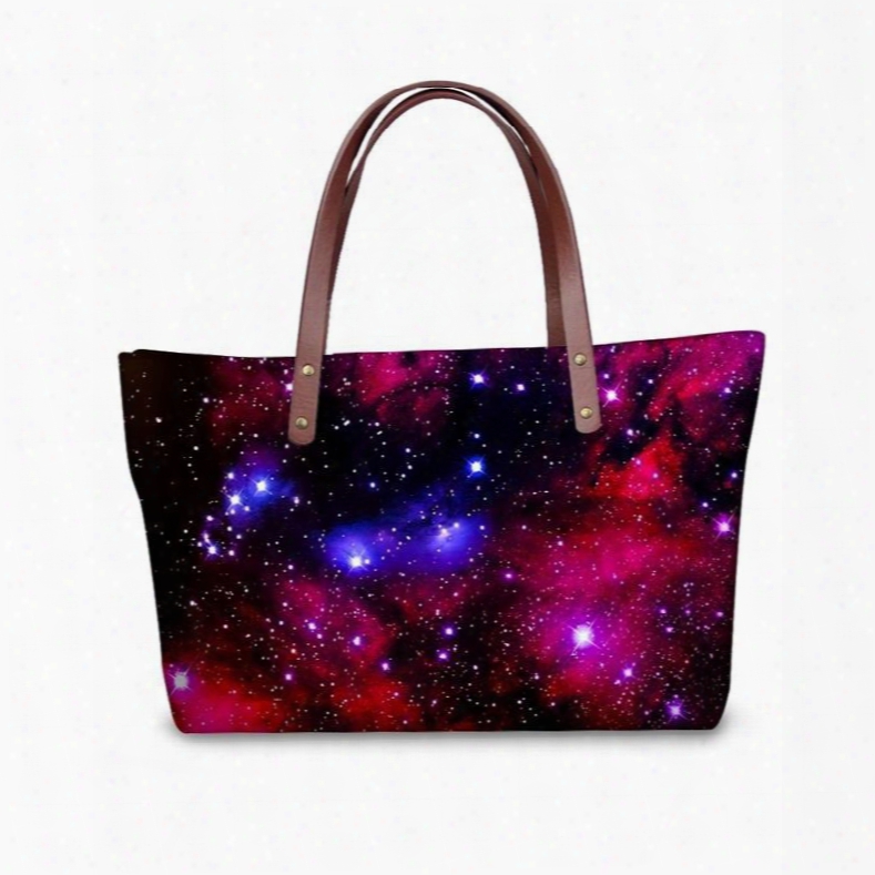 Galaxy Universal Star Red Pattern Waterproof Sturdy 3d Printed For Women Girls Shoulder Handbags
