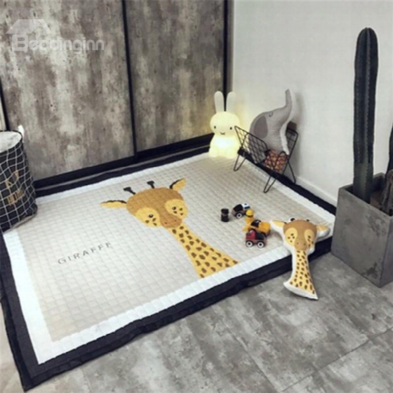Giraffe Pattern Rectangular Polyester Baby Play Floor Mat/crawling Pad