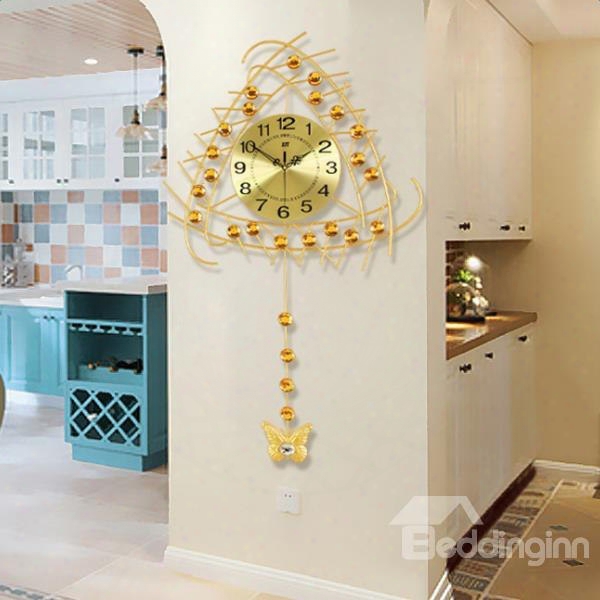 Golden Special Design Iron Frame Mute Batttery Home Decorative Wall Clock