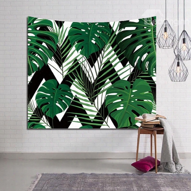 Green Tropical Leaves Prints Decorative Hanging Wall Tapestry