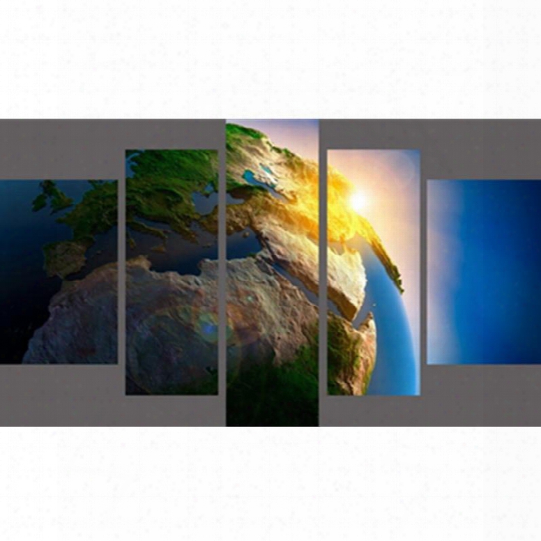 Huge Planet Hanging 5-piece Can Vas Eco-friendly And Waterproof Non-framed Prints