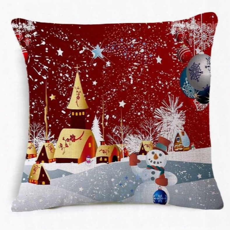 Lovely Christmas Snowman Print Decorative Throw Pillow