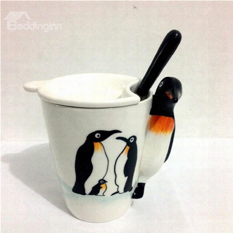 Lovely Penguins 3d Marine Life Ceramics Tea Cups And Coffee Cup Set Gift Cup Set