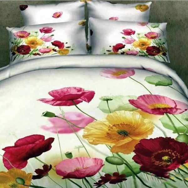 Magnificent Colorful Flower Print Cotton 2-piece Pillow Cases