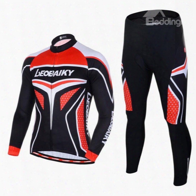 Men's Cycling Clothinng Set Breathable Quick Dry Long Sleeve Jersey Red