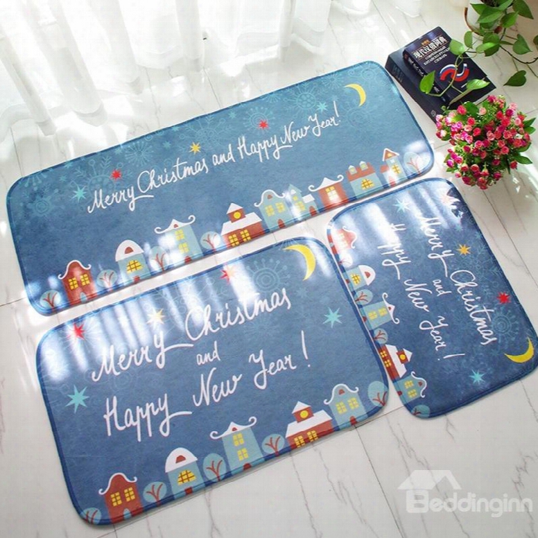 Merry Christmas And Happy New Year Three Pieces Decorative Doormat