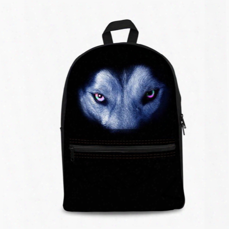 New 3d Animals Wolf Black Bottom Color Print Backpack School Bags Cool Casual Laptop Pac Ks