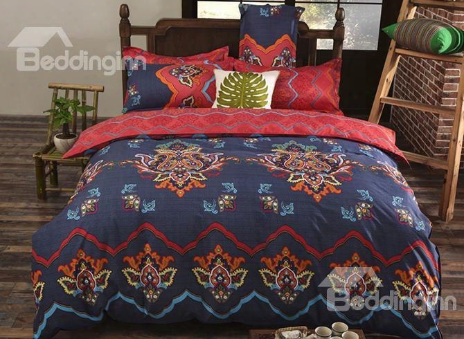 Popular Exotic Pattern Polyester 4-piece Duvet Cover Sets
