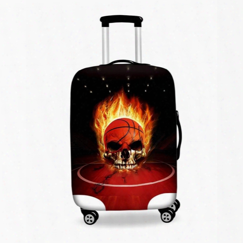 Popular Fire Basketball Skull Pattrn 3d Painted Luggage Cover