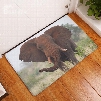16Ã—24in Brown Elephant in Field Flannel Water Absorption Soft and Nonslip Bath Rug/Mat